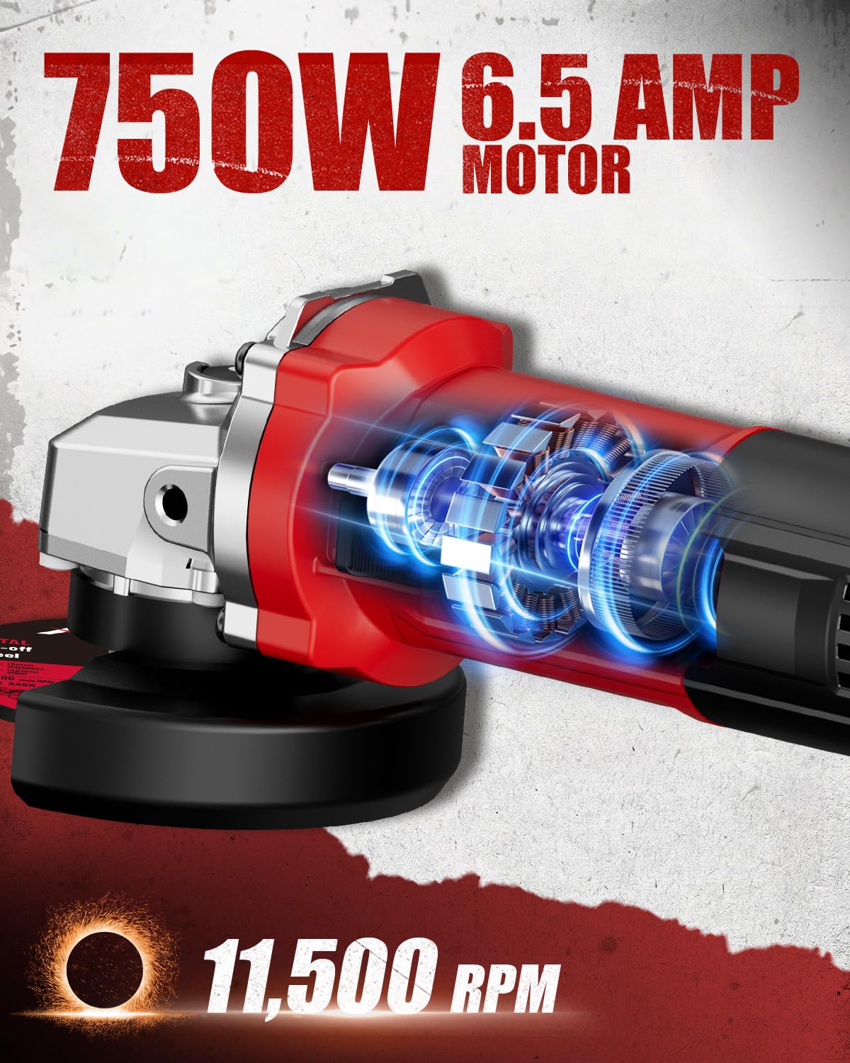 AVID POWER angle grinder with grinding wheel installed for smoothing edges