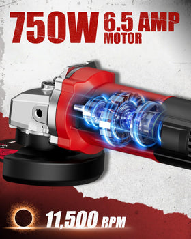AVID POWER angle grinder with grinding wheel installed for smoothing edges