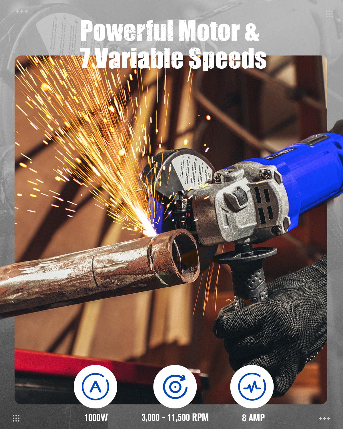 Avid Power 8.0A motor delivers reliable power for tough metal work