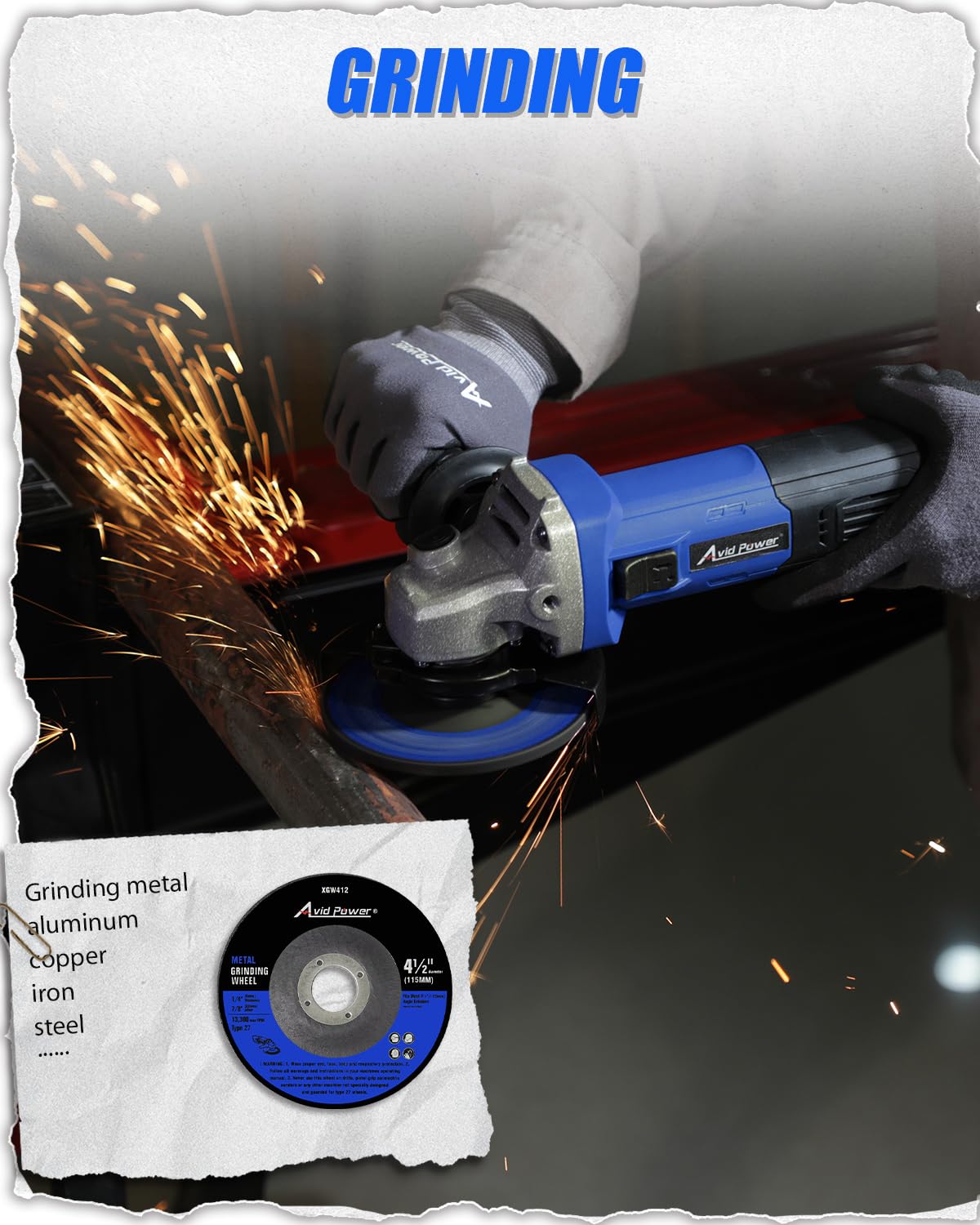 AVID POWER angle grinder auxiliary handle improves control during tasks