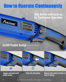Avid Power paddle switch with lock-on enables continuous operation