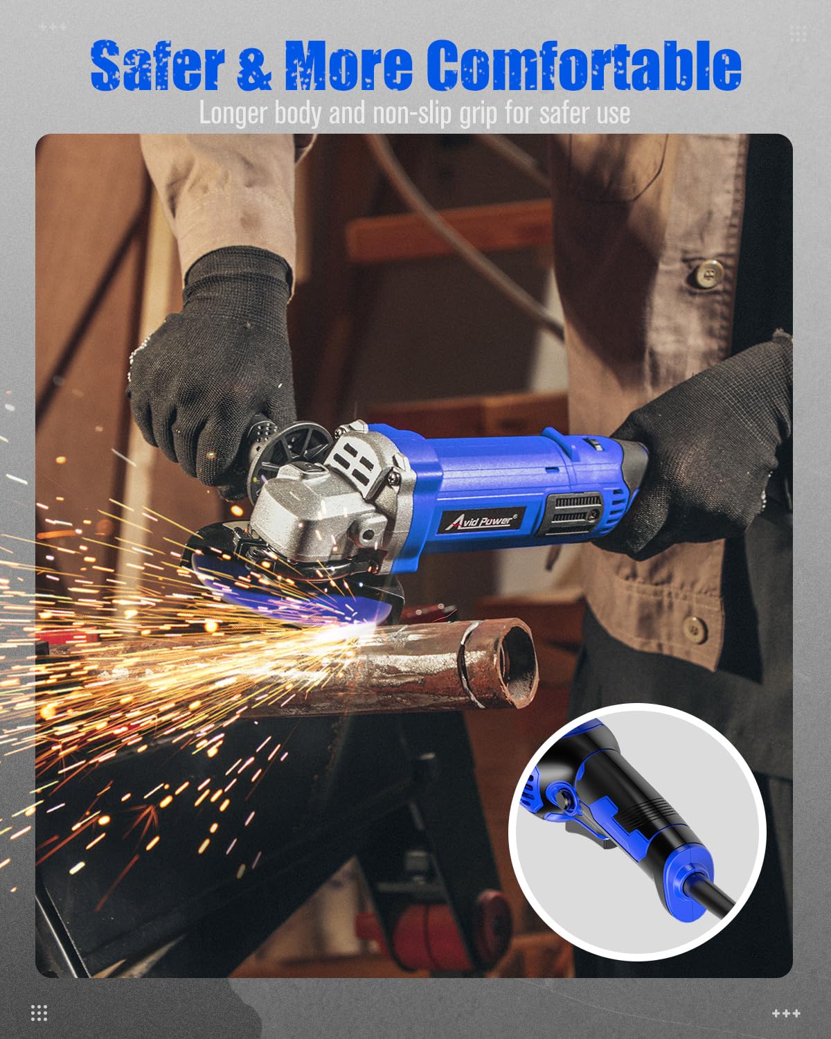 Avid Power safety guard protects from sparks and debris during grinding