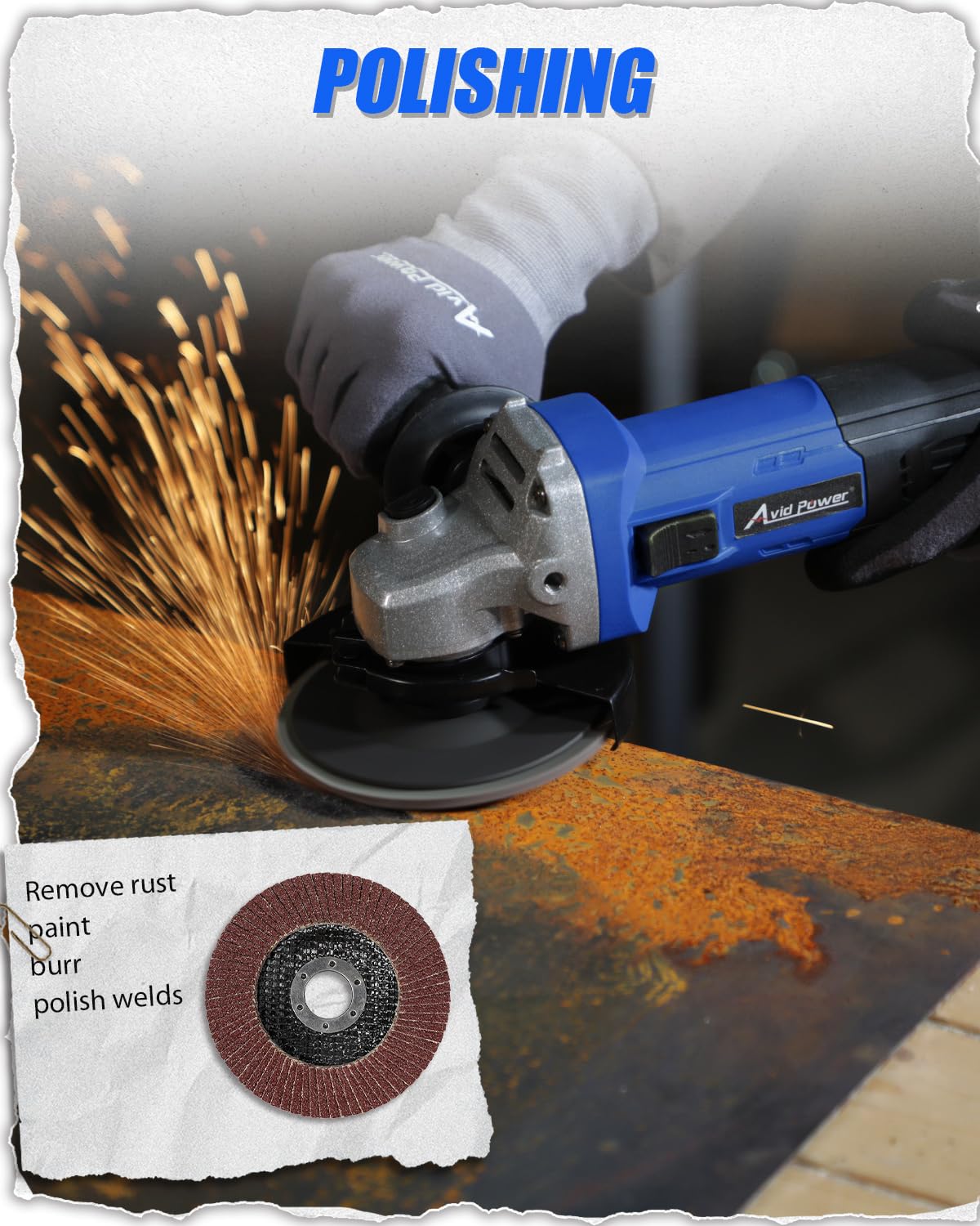 AVID POWER angle grinder safety guard adapts to spark direction