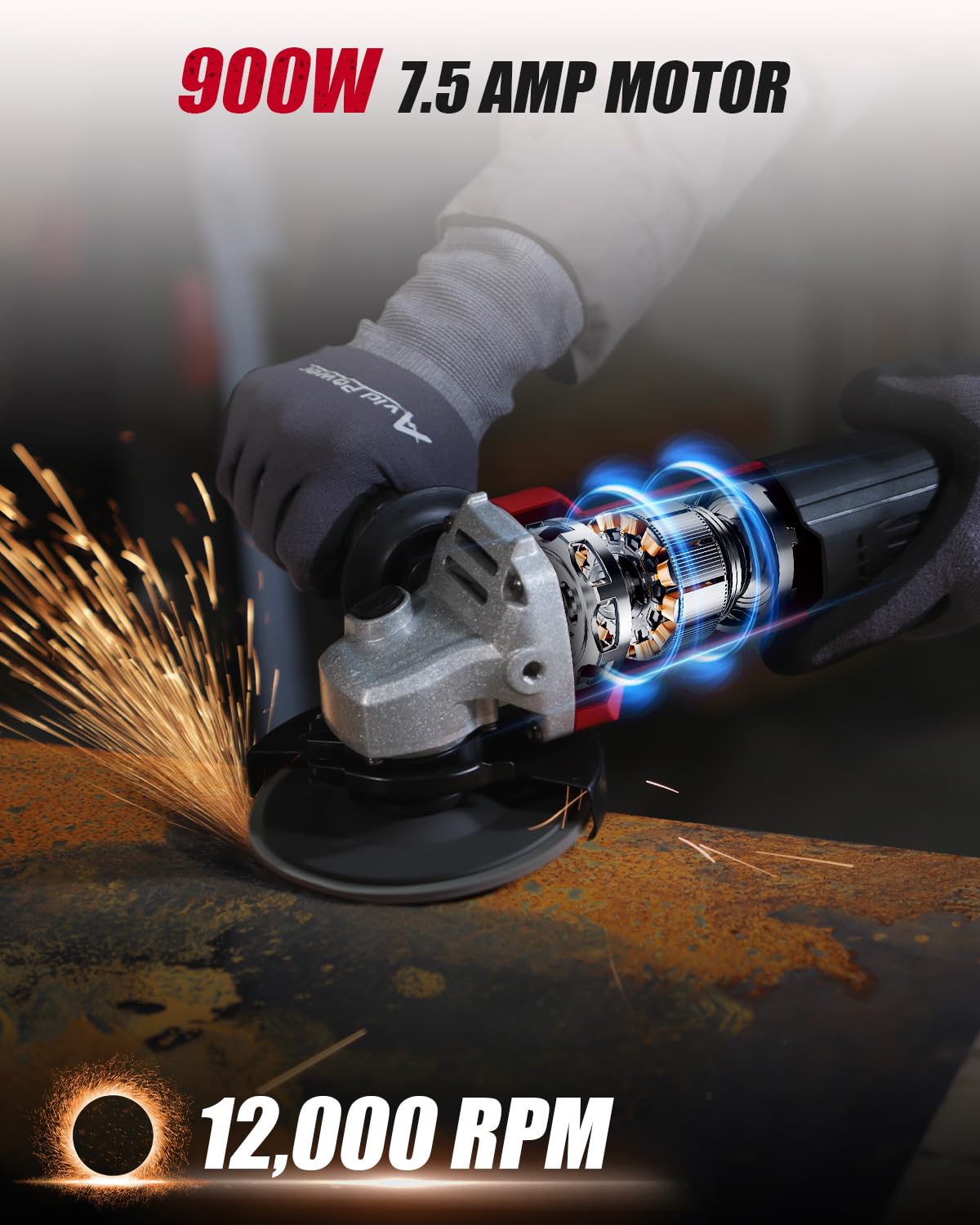 AVID POWER angle grinder spindle lock enables quick disc changes for efficient workflow.