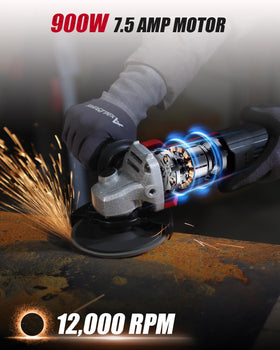 AVID POWER angle grinder spindle lock enables quick disc changes for efficient workflow.