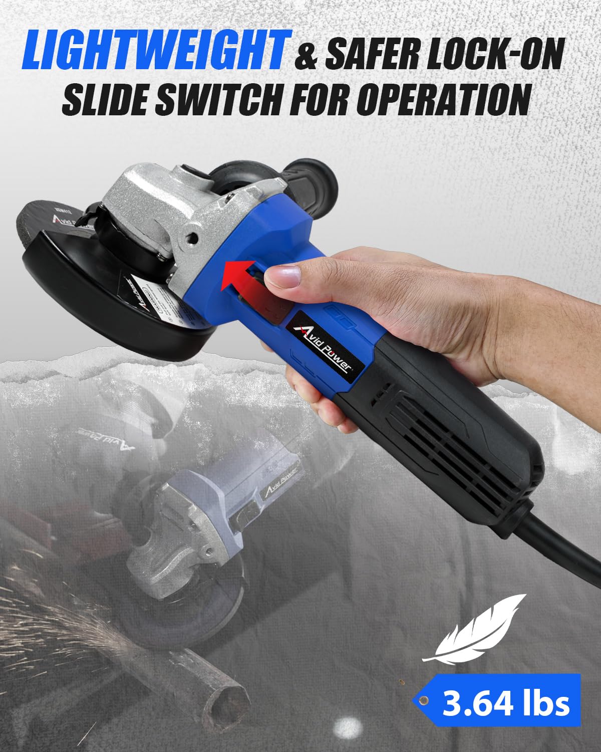 AVID POWER angle grinder spindle lock speeds up disc changes