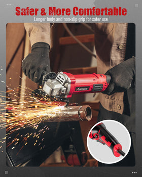 AVID POWER grinder with wheel guard and extended body for safer cutting