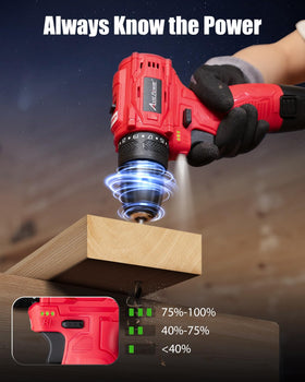 AVID POWER brushless drill kit contents including bits and extensions.