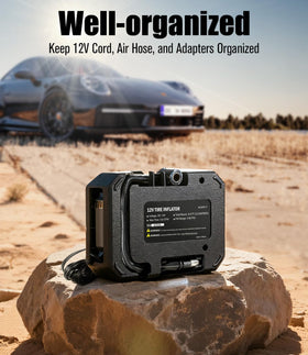 AVID POWER car tire inflator with 9.5 ft reach reaching all four tires