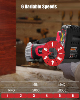 AVID POWER cordless oscillating tool 2.8° orbit enables precise cuts in tight spots.