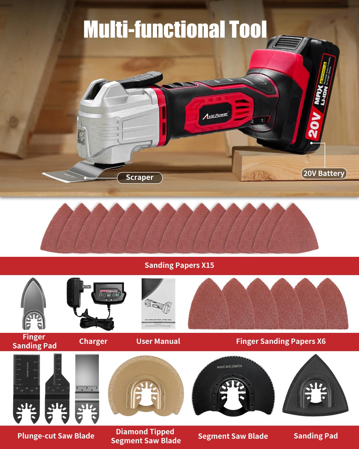 AVID POWER accessory kit includes 31 pieces for versatile projects.