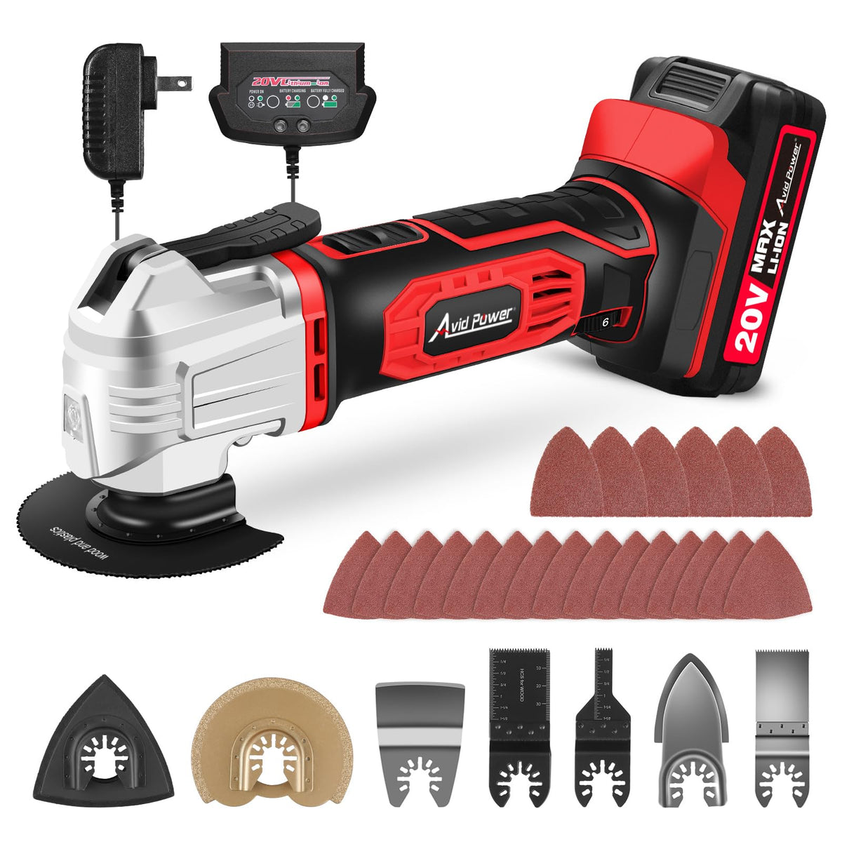 AVID POWER cordless oscillating tool battery for portable, long-lasting power.