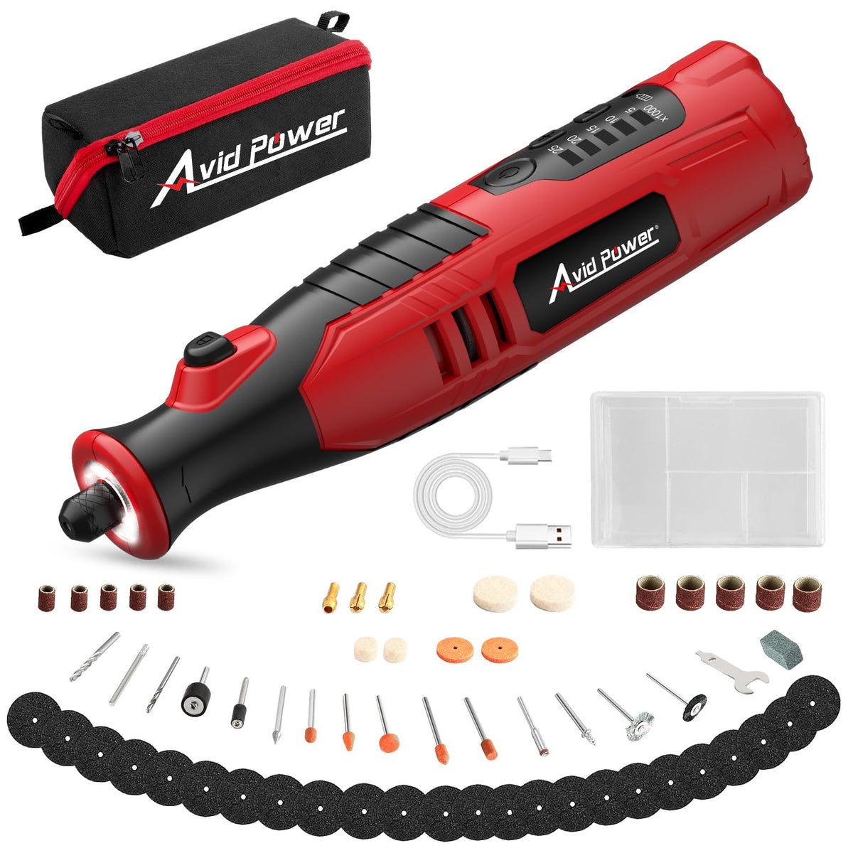AVID POWER cordless rotary tool held in hand, ready for precise DIY carving and engraving.