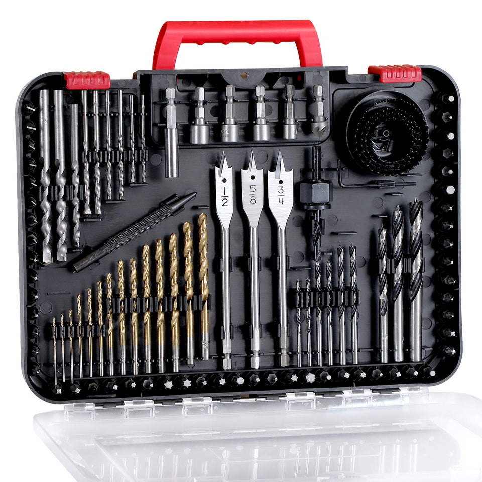 AVID POWER drill bit set case keeps bits organized for quick DIY projects.