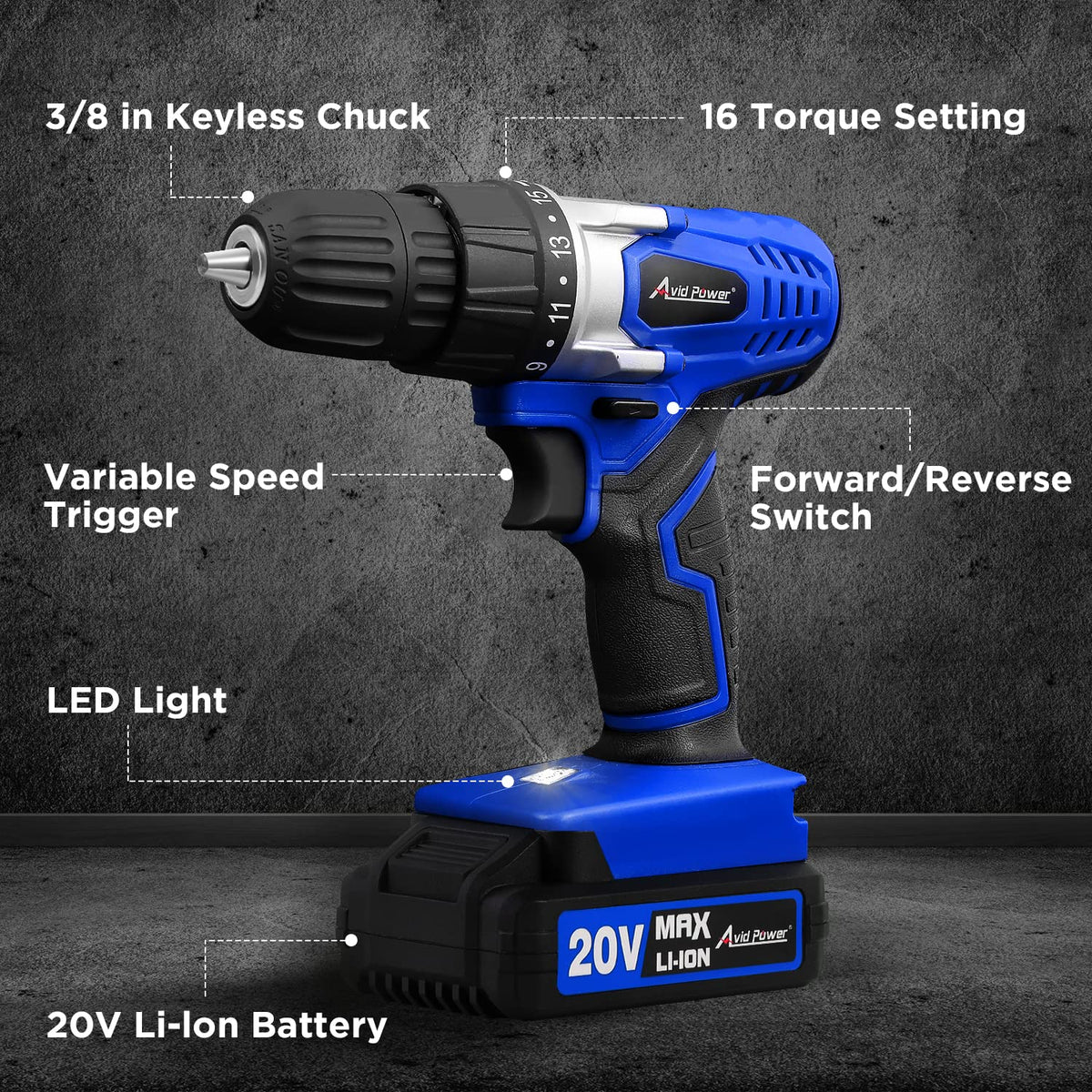 AVID POWER drill kit includes 22 pieces for immediate projects