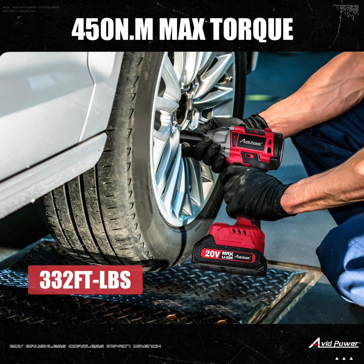Four sockets included with the AVID POWER impact wrench for quick tire changes