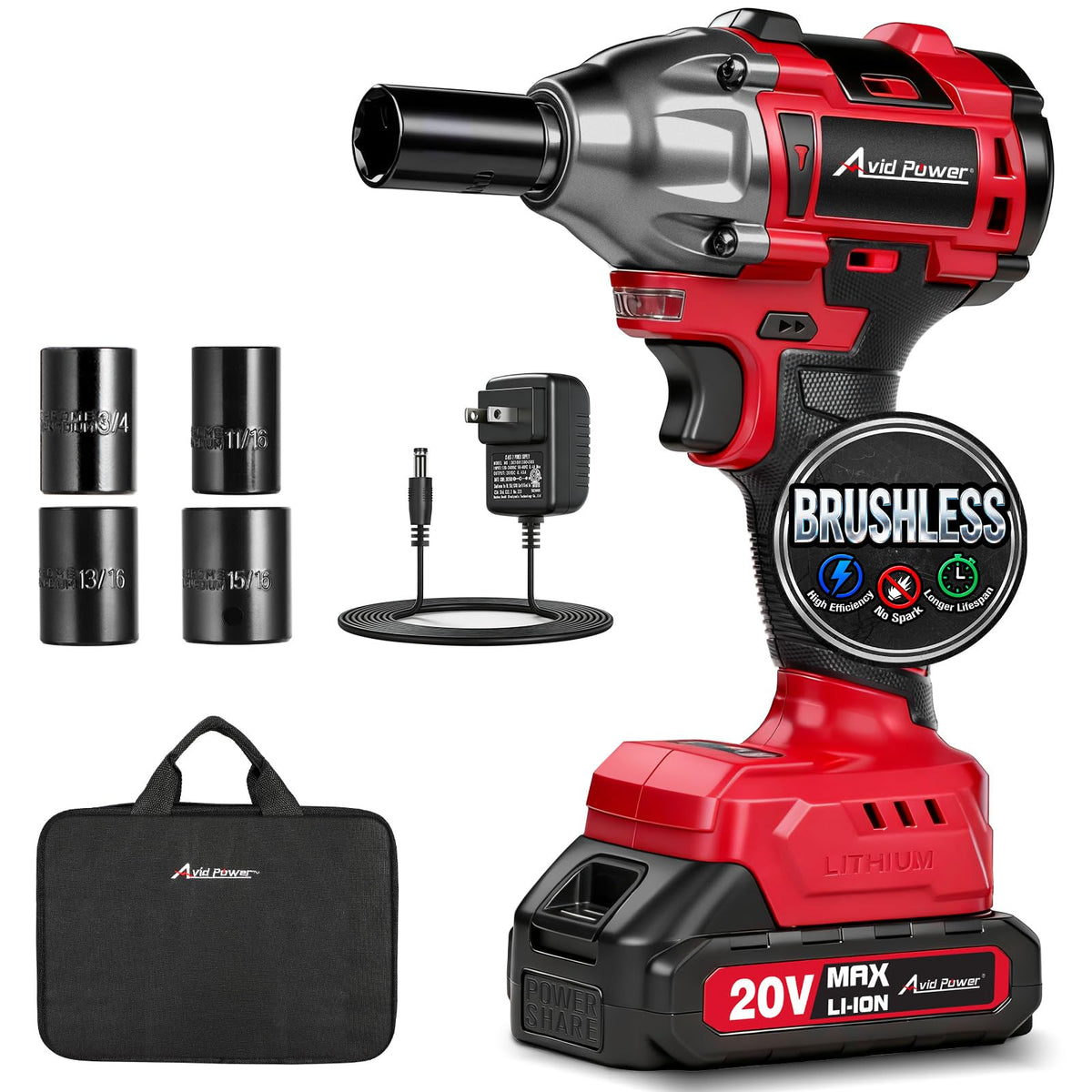 AVID POWER impact wrench with battery attached for portable cordless power