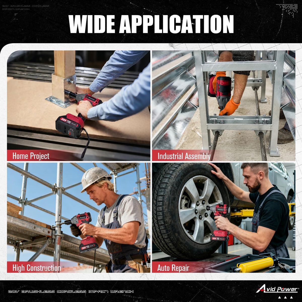AVID POWER impact wrench in use during car tire maintenance