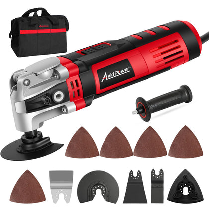 AVID POWER oscillating tool with a 4.5-degree angle for faster wood and metal cuts