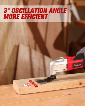 AVID POWER oscillating tool features an ergonomic grip reducing fatigue during long sessions.