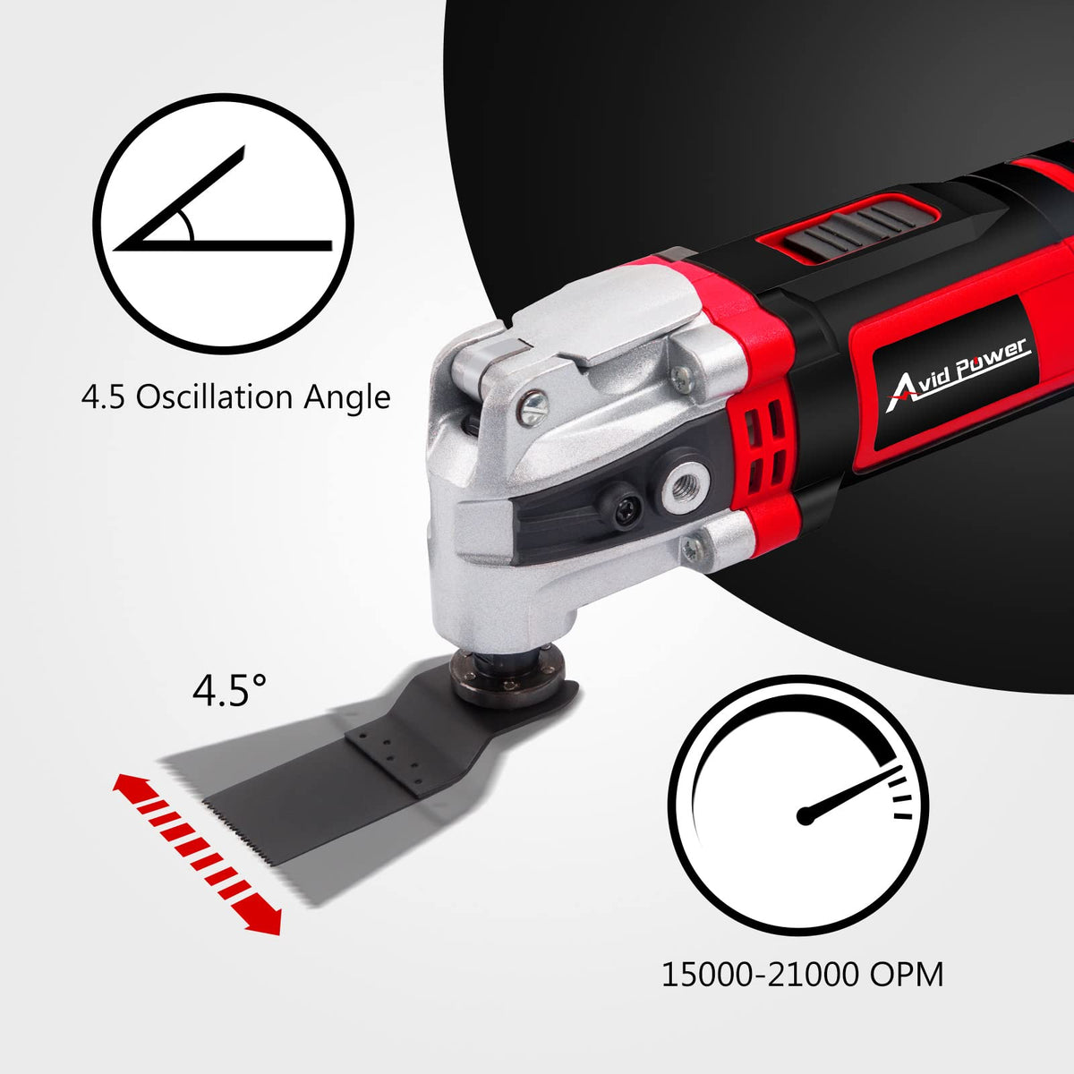 AVID POWER oscillating tool offers six speeds for precise tasks