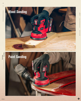 AVID POWER quick-disc attachment for fast sandpaper changes.
