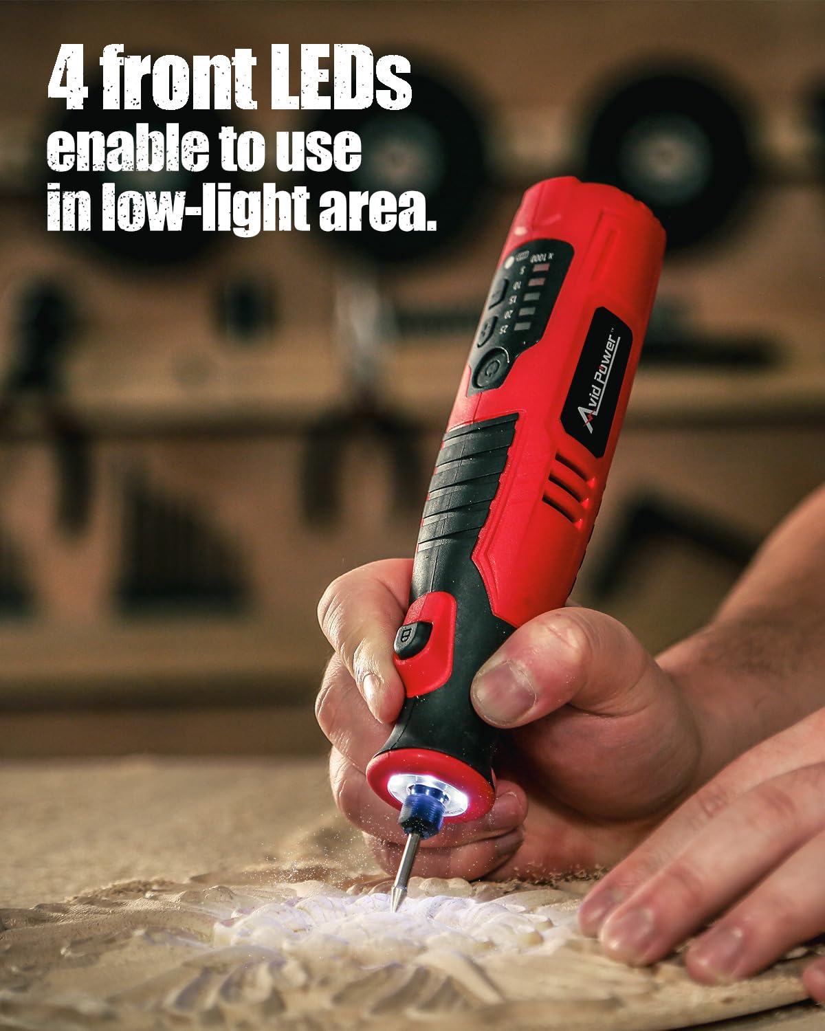 AVID POWER 60-accessory case packed with grinding, cutting, sanding bits.