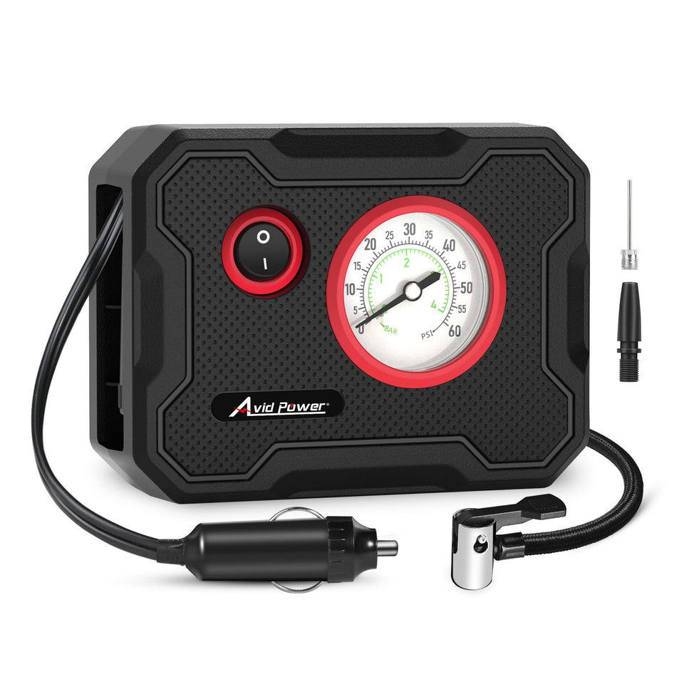 AVID POWER tire inflator with display gauge for precise pressure readings
