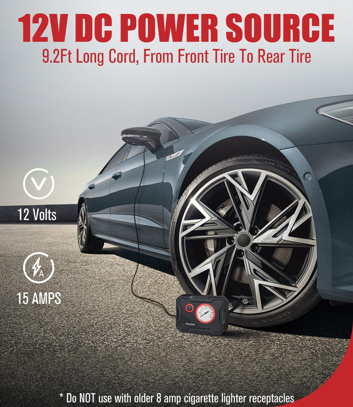 AVID POWER inflates car tires quickly with steady pressure