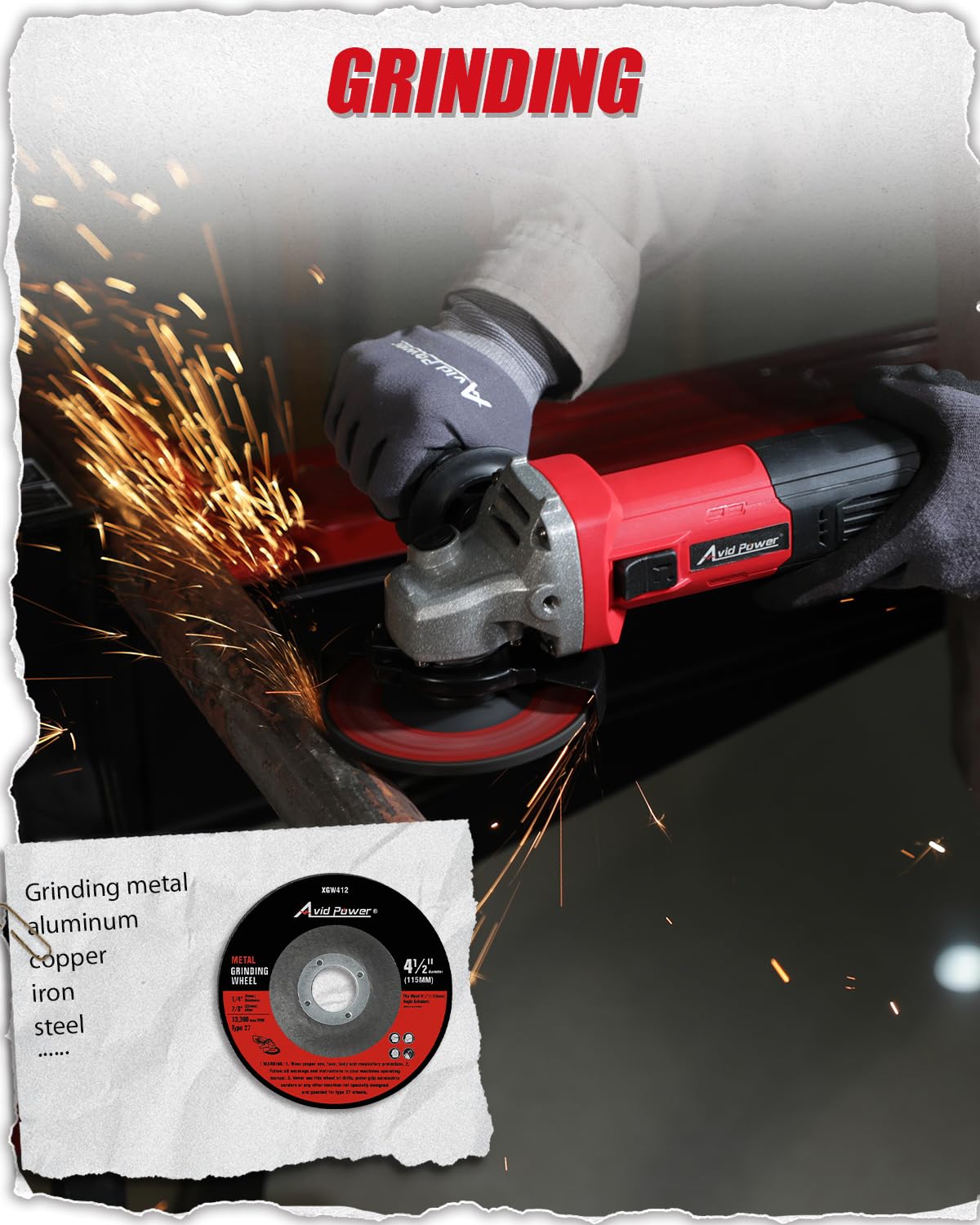 AVID POWER two-position side handle offers stable, fatigue-free grip.