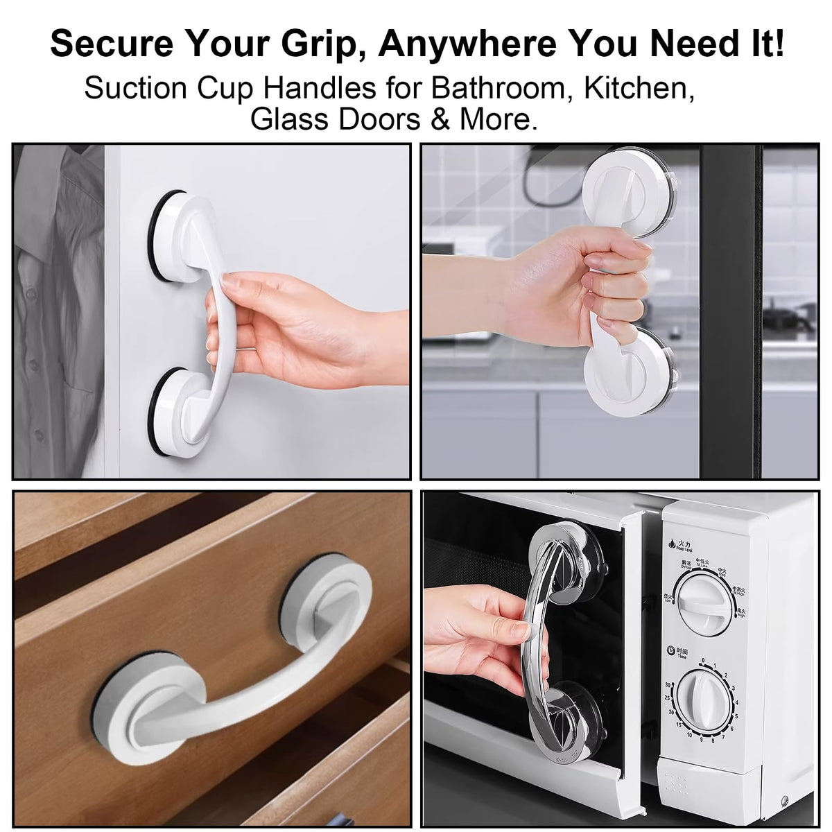 AVIKURA suction cup bathroom door handle on smooth surface for easy access