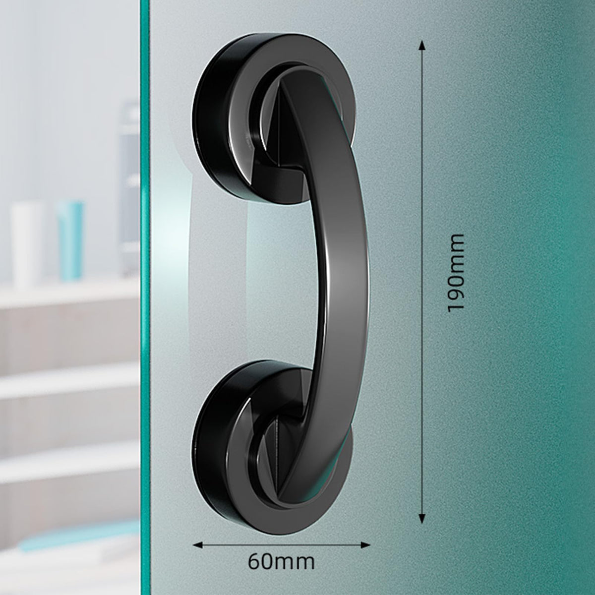 AVIKURA black suction cup door handle on glass for versatile use