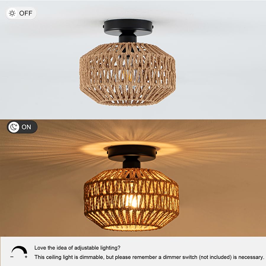 Avinluxe mini rattan light with included installation hardware for quick setup.