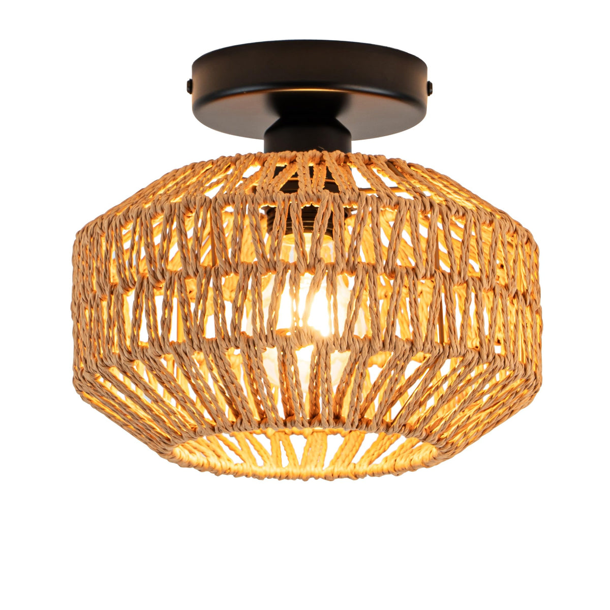 Avinluxe mini rattan light close-up showing woven texture for cozy spaces.
