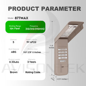 Avisontek 877Max keypad simple installation on garage wall.