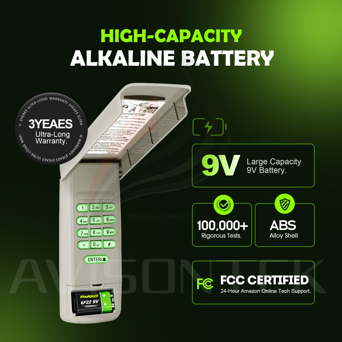 Avisontek 940EV-P2 keypad flip-up cover keeps weather out.