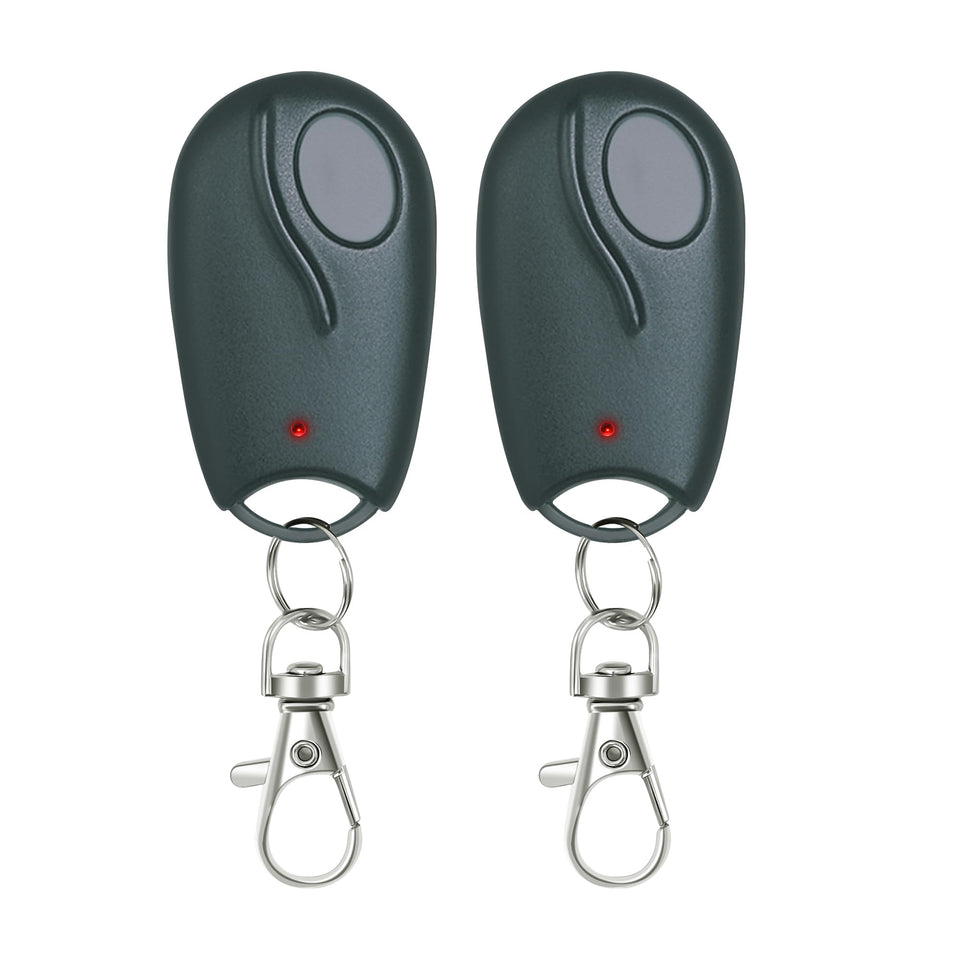 Avisontek ACT-31B remote front view with keychain for easy garage access.