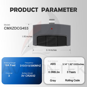 Compatibility chart showing Sears Craftsman, LiftMaster, and Chamberlain support