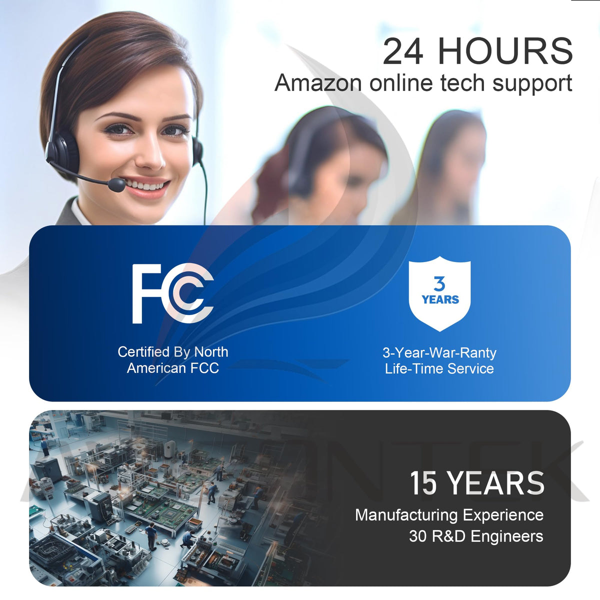 Three year warranty card and support from Avisontek