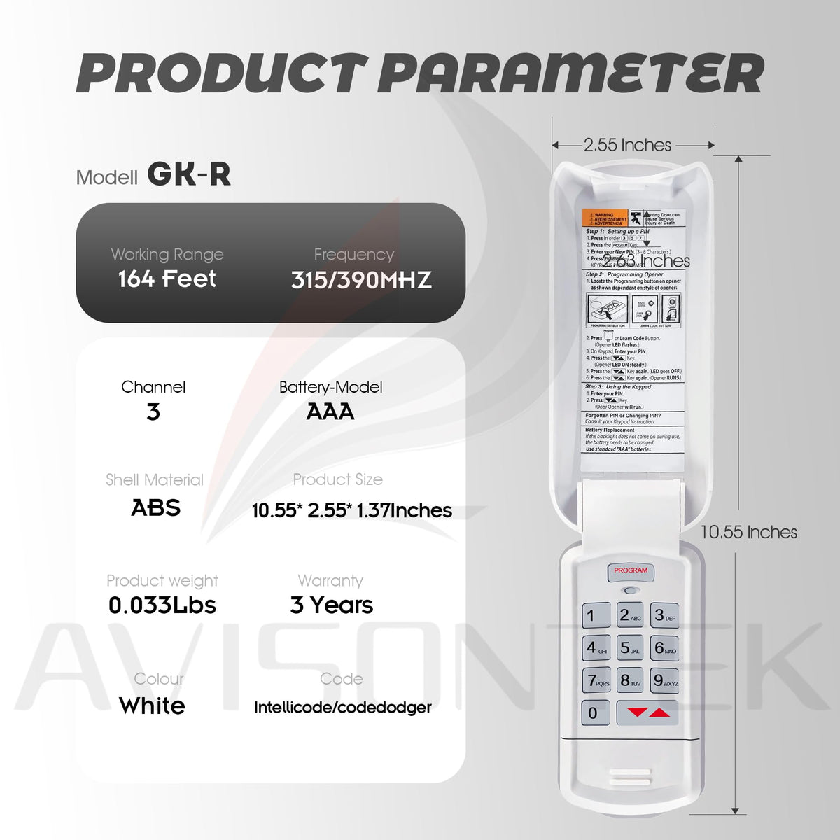 Avisontek GK-R rolling code security feature