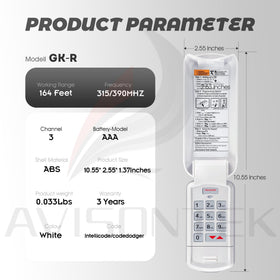 Avisontek GK-R rolling code security feature