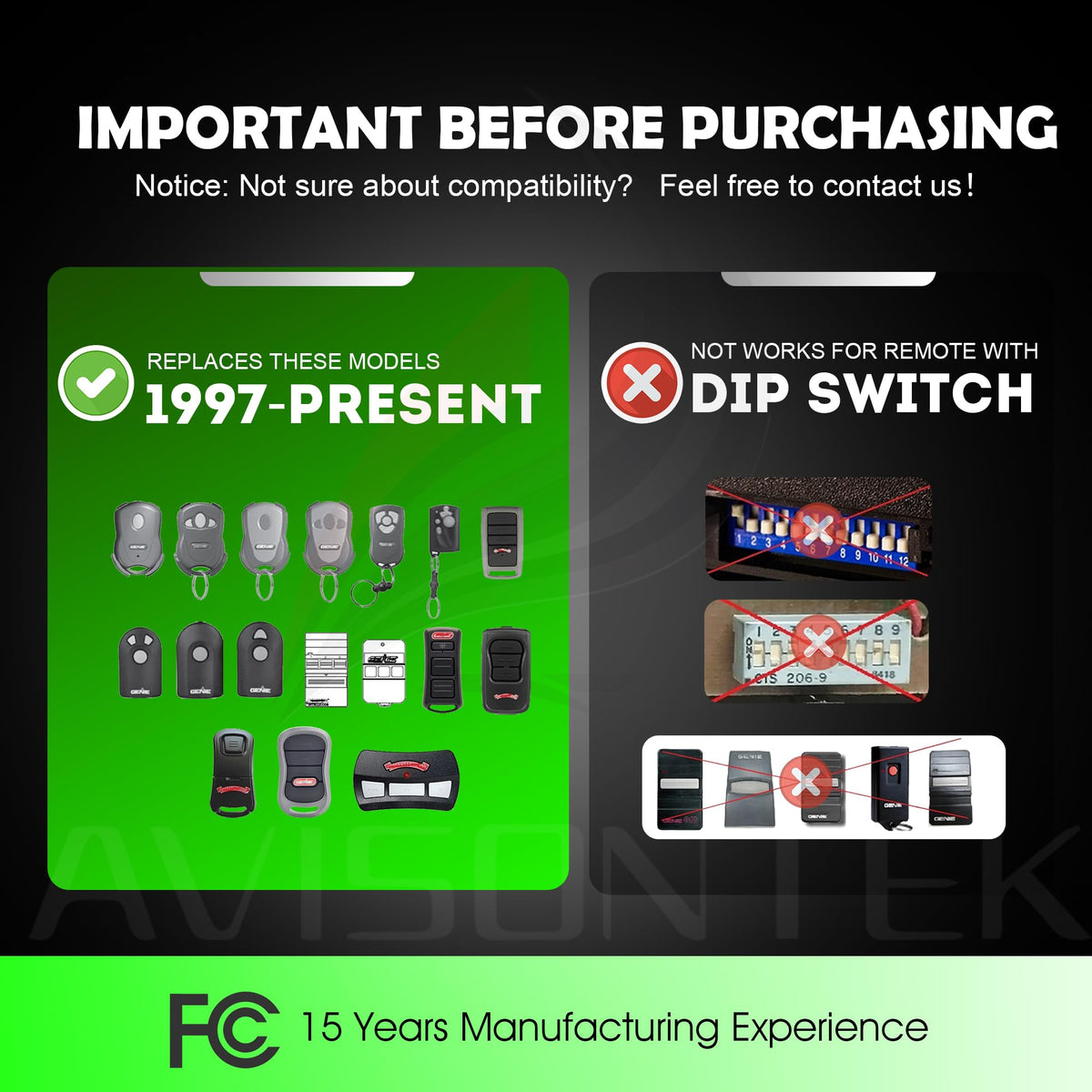 Avisontek O3T remote back view highlights battery access and replacement.