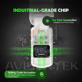 Avisontek OKP-BX 3-channel design controls up to three garage doors.