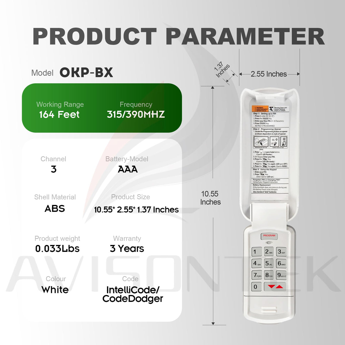 Avisontek OKP-BX three-year warranty badge for long-term confidence.