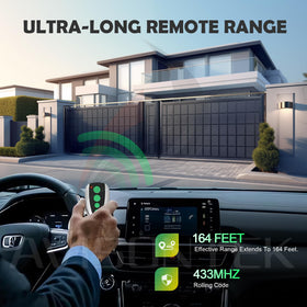 Avisontek remote pairing setup image demonstrating quick syncing with a garage opener.