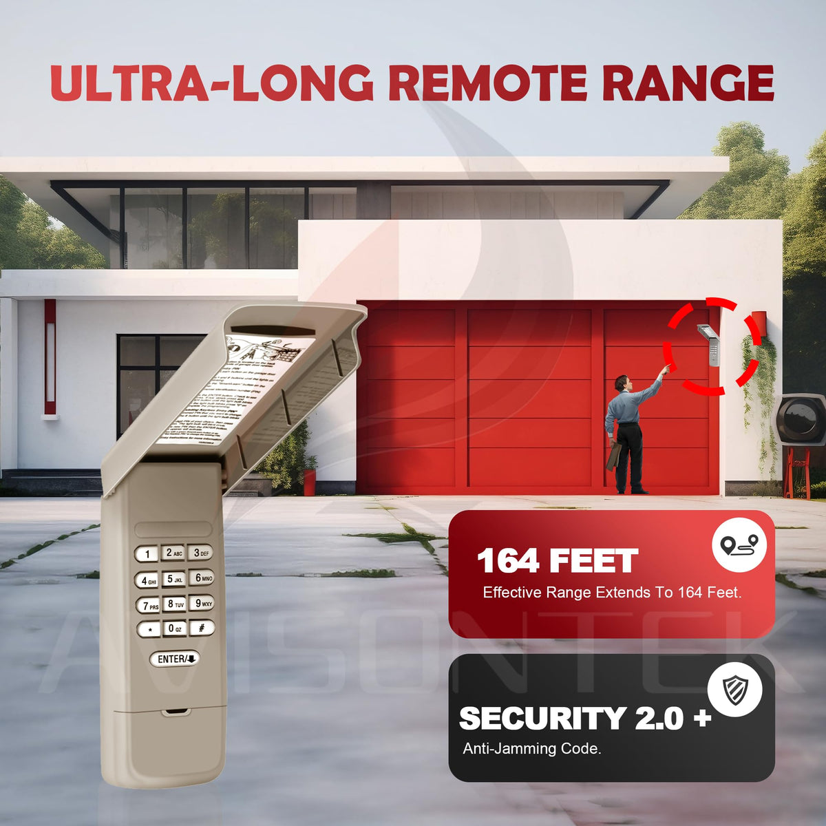 Rolling code security feature image indicates encrypted access for homes.