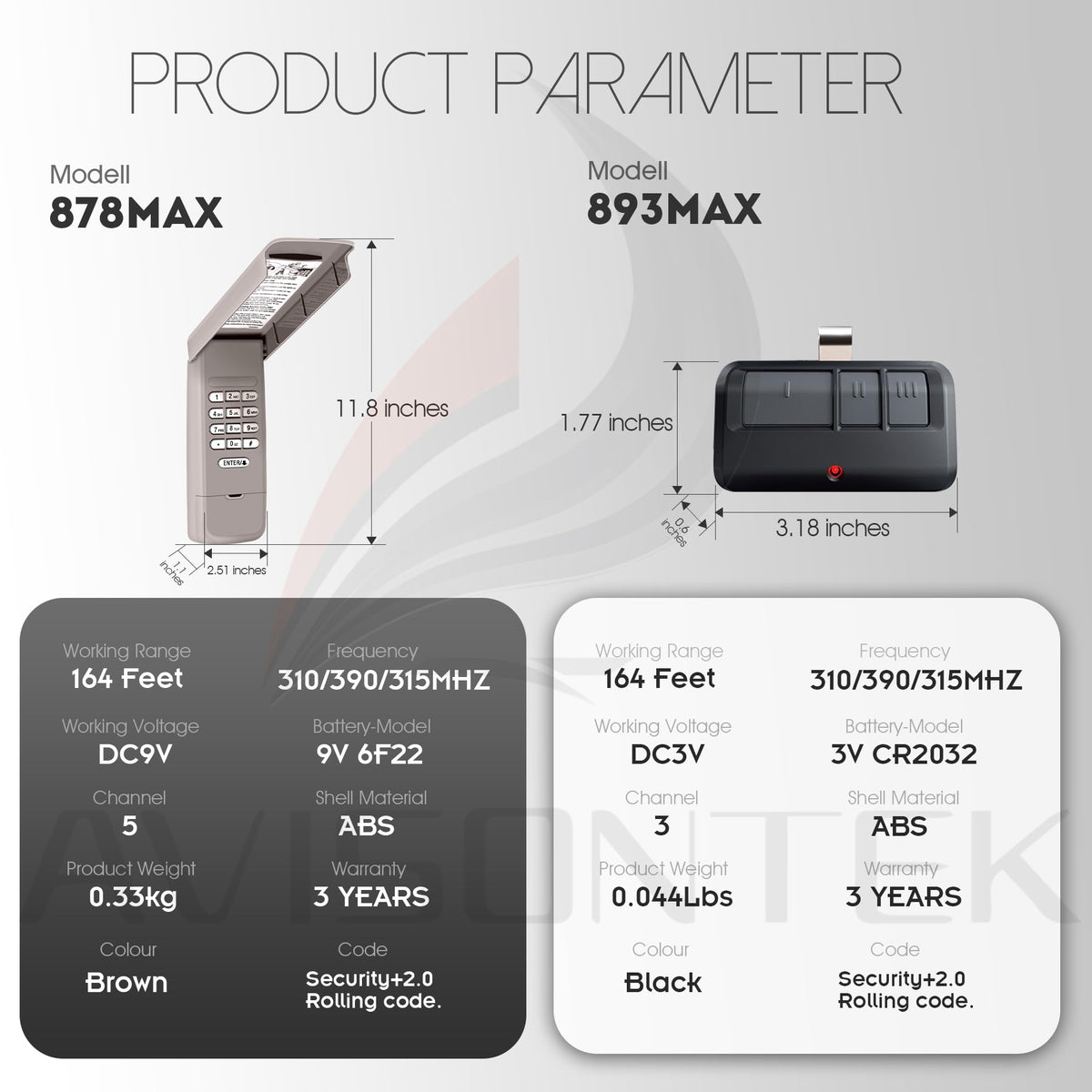 Avisontek wireless keypad compatibility with LiftMaster openers.