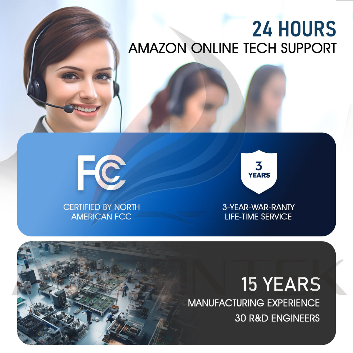 Avisontek wireless keypad warranty information and FCC certification.