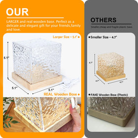 Avkast Crystal Shade with Real Wood Base enhances any decor.