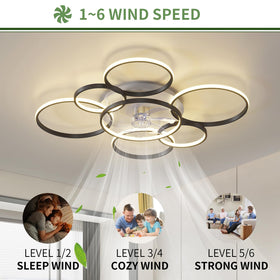 AVLRM remote control and app enable easy fan and light adjustments.